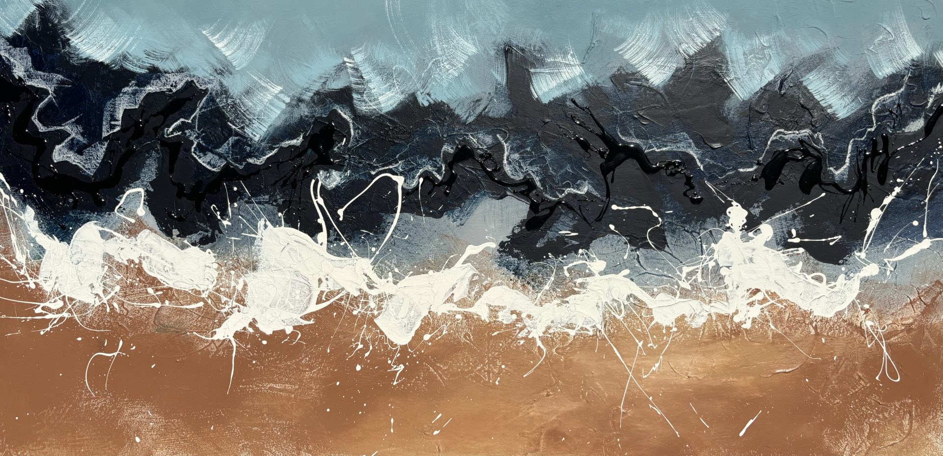 Kite Beach, acrylic, dispersion and resin on canvas, 60x120 cm